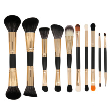 Set de pinceau de maquillage à deux têtes en bois